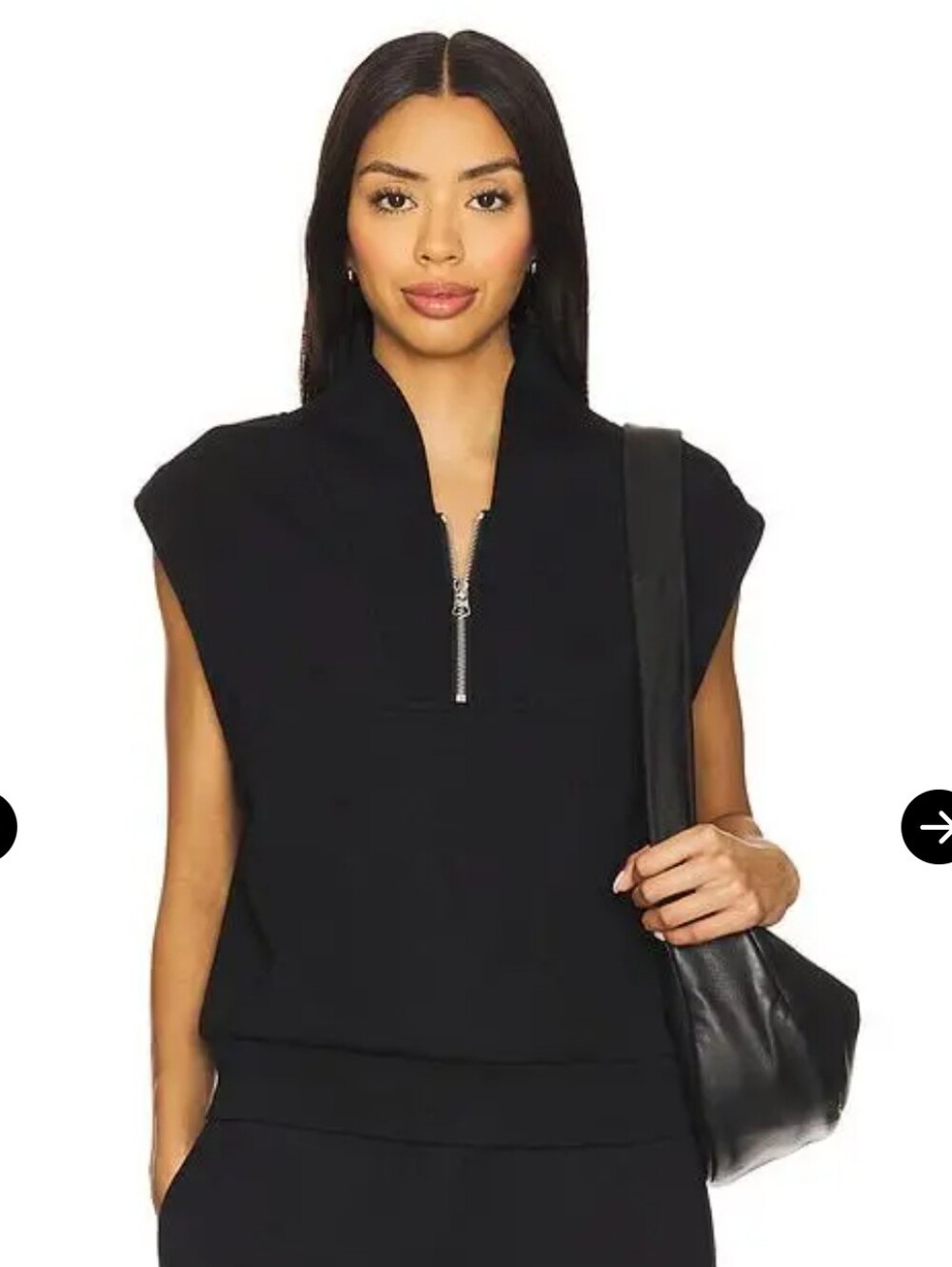 NWOT Varley Loretta Half-Zip Sleeveless Doublesoft Sweatshirt Vest Black Large